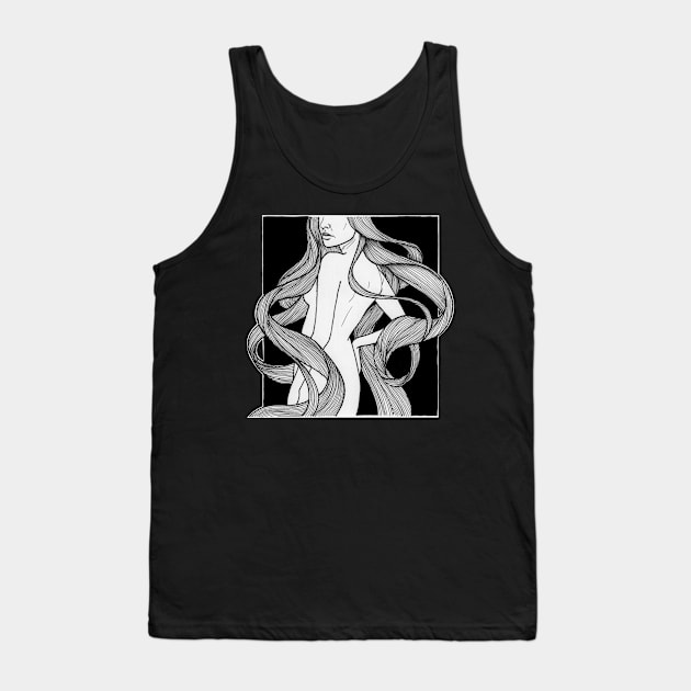 Woman with long wavy hair design Tank Top by angiepaszko